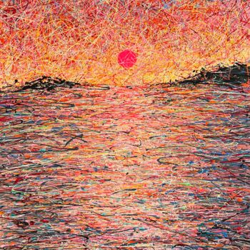 Malarstwo zatytułowany „Vibrant sunrise (st…” autorstwa Nadiia Antoniuk, Oryginalna praca, Akryl Zamontowany na Drewniana ra…