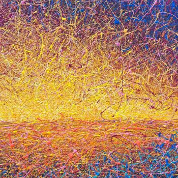 Картина под названием "Canvas of Dawn (str…" - Nadiia Antoniuk, Подлинное произведение искусства, Акрил Установлен на Деревя…