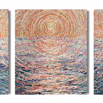 Pintura intitulada "The ocean sunrise" por Nadiia Antoniuk, Obras de arte originais, Acrílico Montado em Armação em madeira