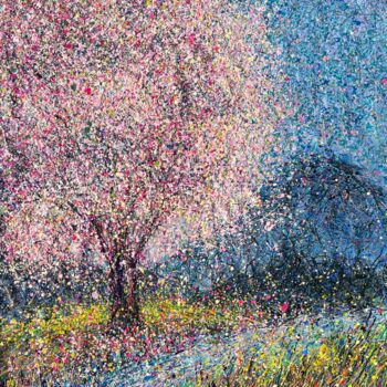 Pittura intitolato "White tree blossom…" da Nadiia Antoniuk, Opera d'arte originale, Acrilico Montato su Telaio per barella…