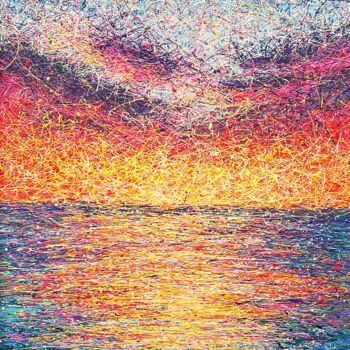 Painting titled "Embracing the sunset" by Nadiia Antoniuk, Original Artwork, Acrylic