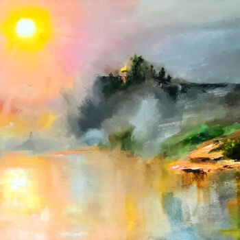 Pittura intitolato "Morning fog" da Nadiia Govor, Opera d'arte originale, Olio