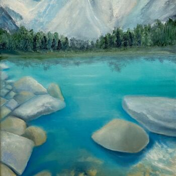Painting titled "Banf national park" by Nadiia Boichenko, Original Artwork, Oil