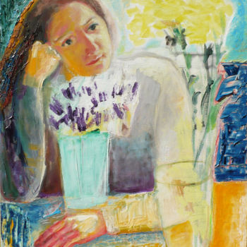 Painting titled "An Actress" by Nadina Pascariu, Original Artwork, Oil