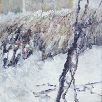 Painting titled "Winter Scene" by Nadina Pascariu, Original Artwork, Oil