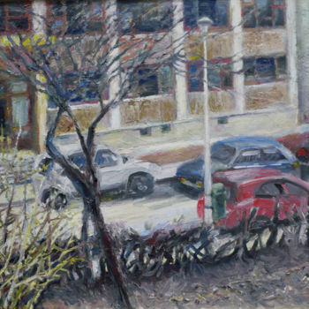 Painting titled "Braziliei Street 2…" by Nadina Pascariu, Original Artwork, Oil