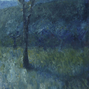 Painting titled "Blue Plum Tree" by Nadina Pascariu, Original Artwork, Oil