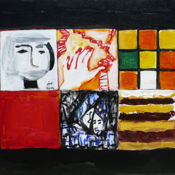 Painting titled "Rubik Niche" by Nadina Pascariu, Original Artwork, Acrylic