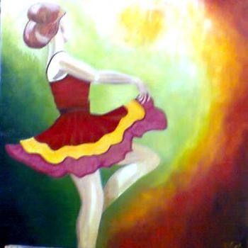 Painting titled "Danseuse - La balle…" by Nadine Bichon, Original Artwork, Oil
