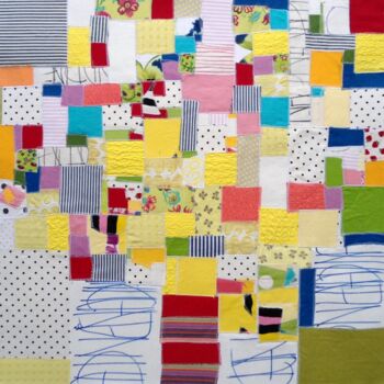 Textielkunst getiteld "HAPPY 1" door Nadine De Klerk Wolters, Origineel Kunstwerk, Stof