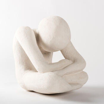 Sculpture titled "Accablé" by Nadine Delachenal, Original Artwork, Aerated concrete
