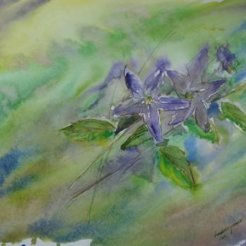 Pintura intitulada "Fleurs mauves" por Nadine Genesse, Obras de arte originais, Óleo