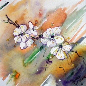 제목이 "Fleurs blanches"인 미술작품 Nadine Genesse로, 원작, 기름
