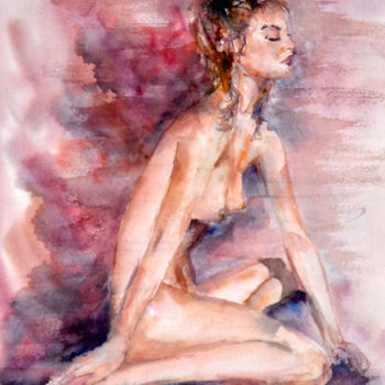 Painting titled "Méditation" by Nadine Genesse, Original Artwork, Oil