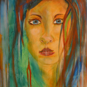 Painting titled "Miss Forest" by Nadine Genesse, Original Artwork, Acrylic