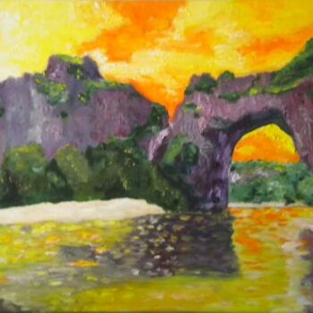 Schilderij getiteld "Pont d'Arc" door Nadine Jacot (Nad-Ev), Origineel Kunstwerk
