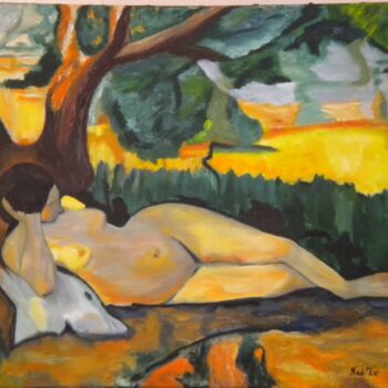 Painting titled "LE REPOS" by Nadine Jacot (Nad-Ev), Original Artwork