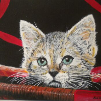 Pintura titulada "MINOU" por Nadine Jacot (Nad-Ev), Obra de arte original