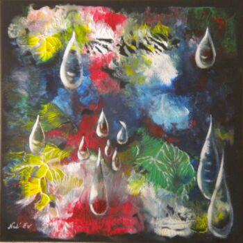 Painting titled "LES GOUTTES" by Nadine Jacot (Nad-Ev), Original Artwork