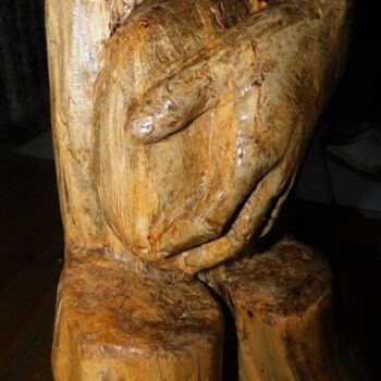 Скульптура под названием "Main calebasse" - Nadine Pauriche, Подлинное произведение искусства, Дерево
