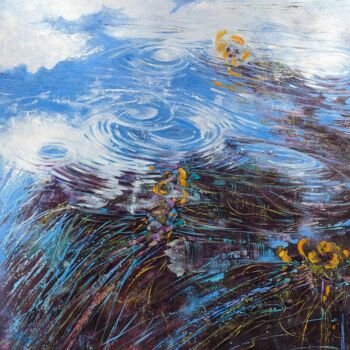 Pintura intitulada "Diluer le ciel..." por Nadine Pillon, Obras de arte originais, Óleo Montado em Armação em madeira