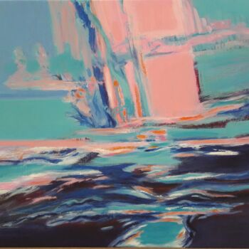Painting titled "Effets sur l'eau" by Nadine Rivoal, Original Artwork, Acrylic Mounted on Wood Stretcher frame