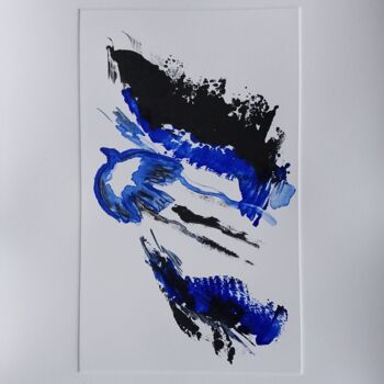 Printmaking titled "l'oiseau bleu" by Nadine Rivoal, Original Artwork, Monotype