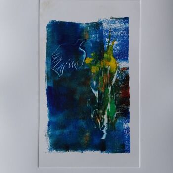 Printmaking titled "Oiseau vole 1" by Nadine Rivoal, Original Artwork, Monotype