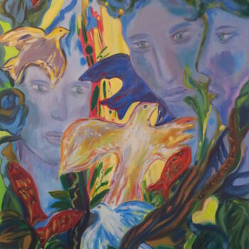 Peinture intitulée "Au coeur de la forêt" par Nadine Rivoal, Œuvre d'art originale, Acrylique Monté sur Châssis en bois