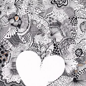 Dessin intitulée "Pensées d'Amour" par Nadine Stoeltzlen, Œuvre d'art originale, Encre