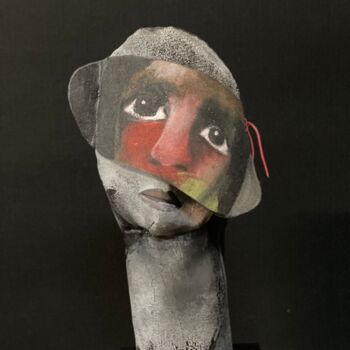 Escultura intitulada "Masquée" por Nadine Vergues, Obras de arte originais, Fibra têxtil