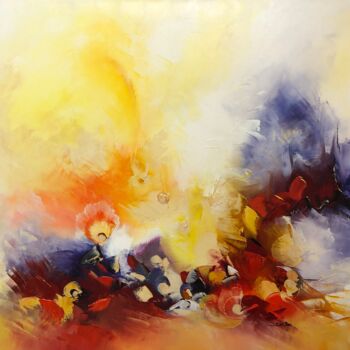 Картина под названием "Message coloré" - Nadine Bertulessi, Подлинное произведение искусства, Пигменты Установлен на Деревян…