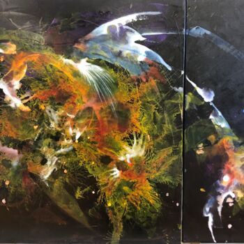Painting titled "Apalala" by Nadine Bertulessi, Original Artwork, Oil Mounted on Wood Stretcher frame