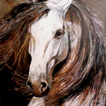 Peinture intitulée "Tête de  cheval" par Nadine Coffinier, Œuvre d'art originale, Acrylique