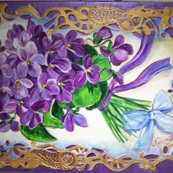 Peinture intitulée "Bouquet de violettes" par Nadine Coffinier, Œuvre d'art originale, Acrylique