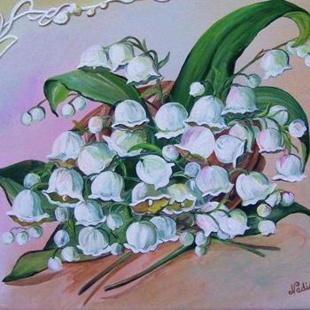 Painting titled "Brins de muguet" by Nadine Coffinier, Original Artwork, Acrylic