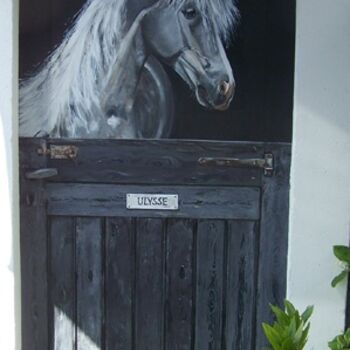 "Le cheval à l'écurie" başlıklı Tablo Nadine Coffinier tarafından, Orijinal sanat, Akrilik