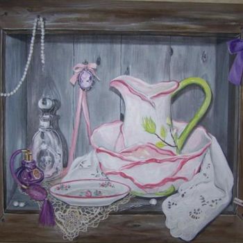 Painting titled "Toilette d'antan" by Nadine Coffinier, Original Artwork, Acrylic