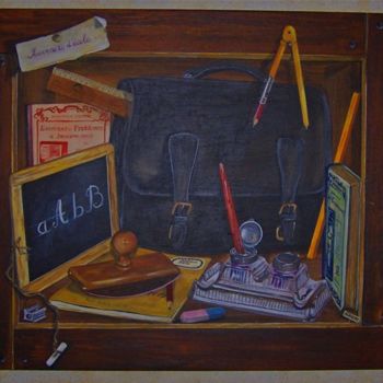 Pintura intitulada "souvenirs d'école" por Nadine Coffinier, Obras de arte originais, Acrílico