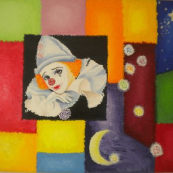 Peinture intitulée "PIERROT" par Nad-Ev, Œuvre d'art originale, Huile