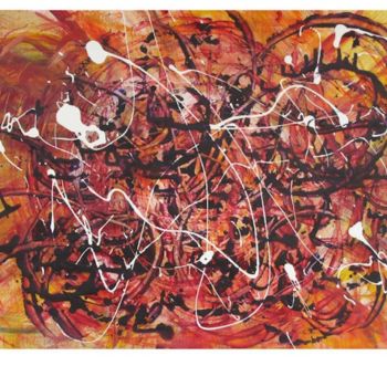 Schilderij getiteld "D'aprés Pollock" door Nadine Monchaud, Origineel Kunstwerk, Olie