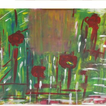 Peinture intitulée "Jardin" par Nadine Monchaud, Œuvre d'art originale, Huile