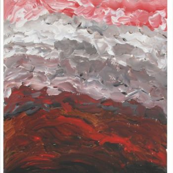 Peinture intitulée "Rouge du soir" par Nadine Monchaud, Œuvre d'art originale, Huile