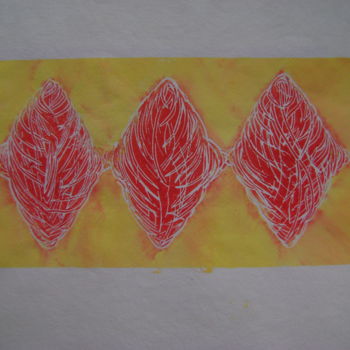 Gravures & estampes intitulée "les trois (version…" par Nadine Trescartes (fildefériste), Œuvre d'art originale, Linogravures