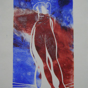 Printmaking titled ""Mon amour, mon amo…" by Nadine Trescartes (fildefériste), Original Artwork, Linocuts