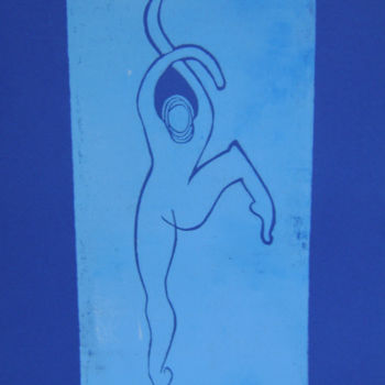 Gravures & estampes intitulée "danseuse "la belle…" par Nadine Trescartes (fildefériste), Œuvre d'art originale, Linogravures