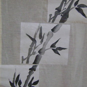 Dessin intitulée "Bambou triptyque" par Nadine Trescartes (fildefériste), Œuvre d'art originale, Encre Monté sur Carton