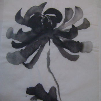 Tekening getiteld "chrysantème 2" door Nadine Trescartes (fildefériste), Origineel Kunstwerk, Inkt