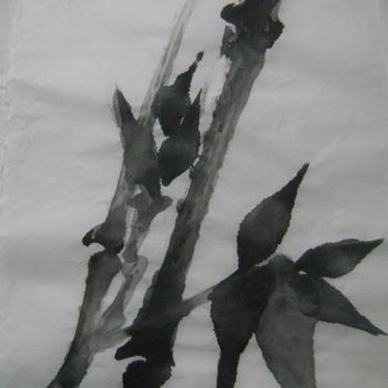 Desenho intitulada "Grand bambou 2" por Nadine Trescartes (fildefériste), Obras de arte originais, Tinta