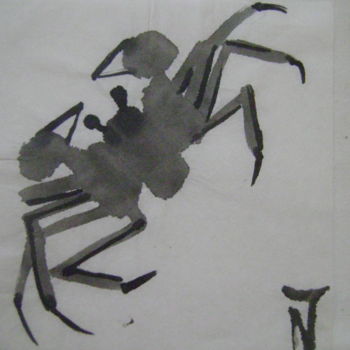 Zeichnungen mit dem Titel "Crabe12" von Nadine Trescartes (fildefériste), Original-Kunstwerk, Tinte